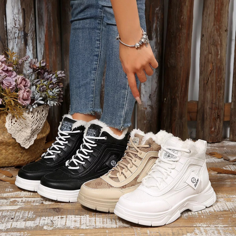 Plush Lined Ankle Boots Black / 36 Apparel and Accessories