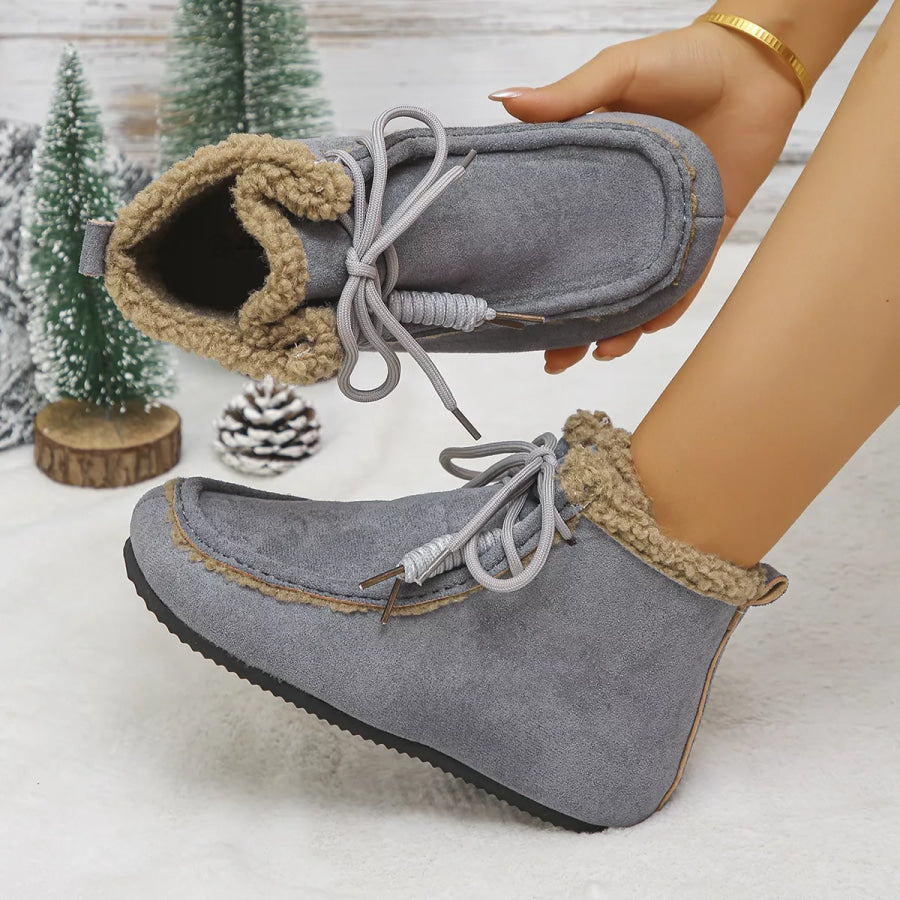 Plush Lined Ankle Boots Gray / 36 footwear