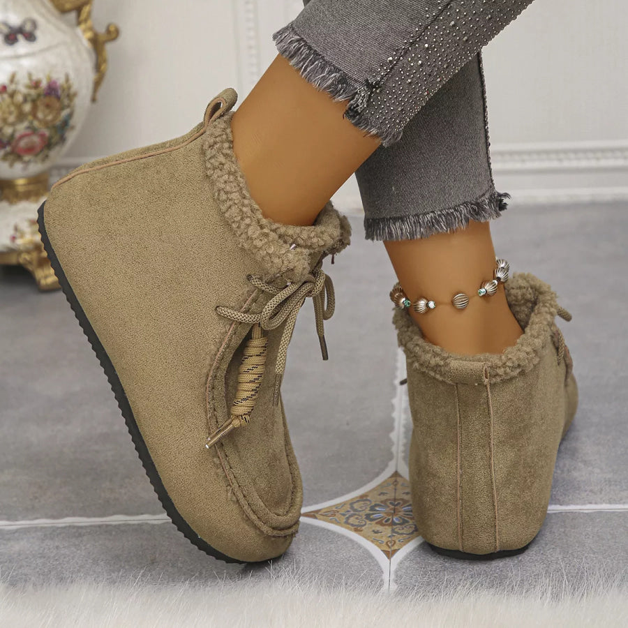 Plush Lined Ankle Boots Khaki / 36 footwear