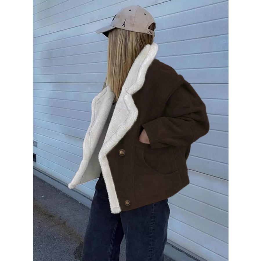 Plush Lined Dropped Shoulder Outerwear Apparel and Accessories