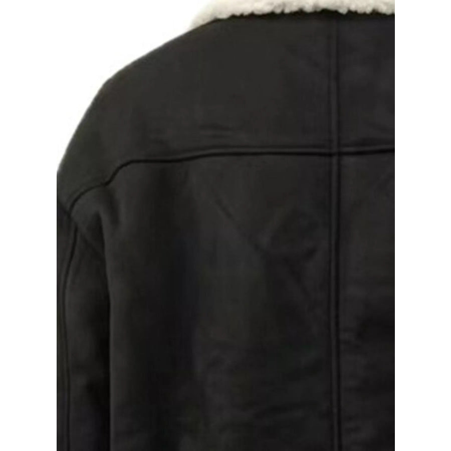 Plush Lined Dropped Shoulder Outerwear Apparel and Accessories