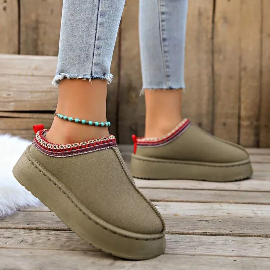 Plush Lined Platform Ankle Boots Apparel and Accessories