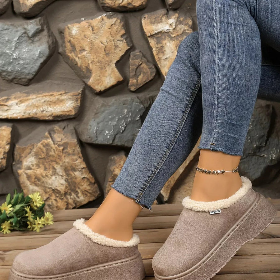 Plush Lined Platform Boots Apparel and Accessories