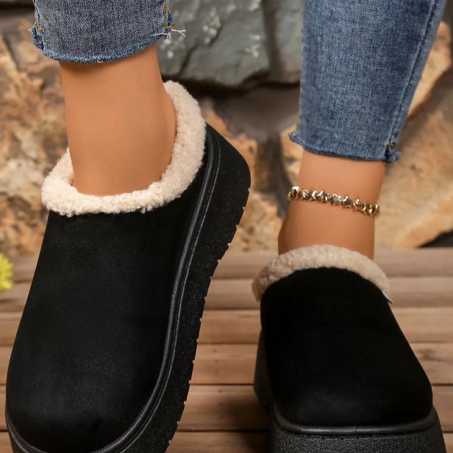 Plush Lined Platform Boots Apparel and Accessories