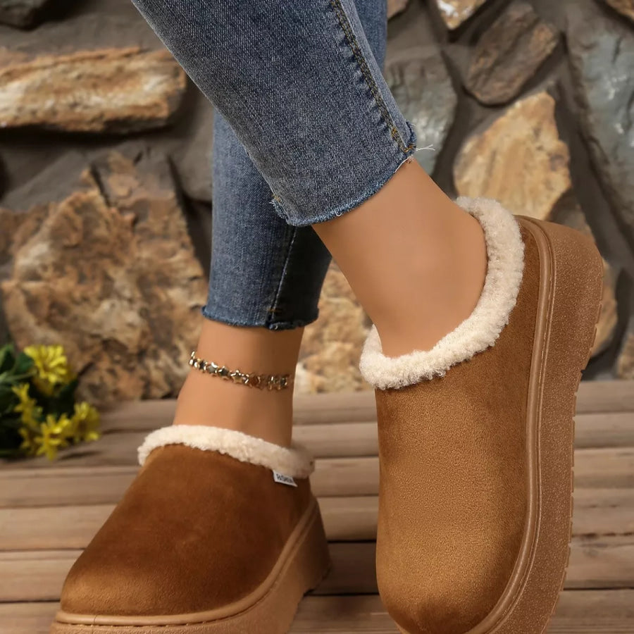Plush Lined Platform Boots Apparel and Accessories