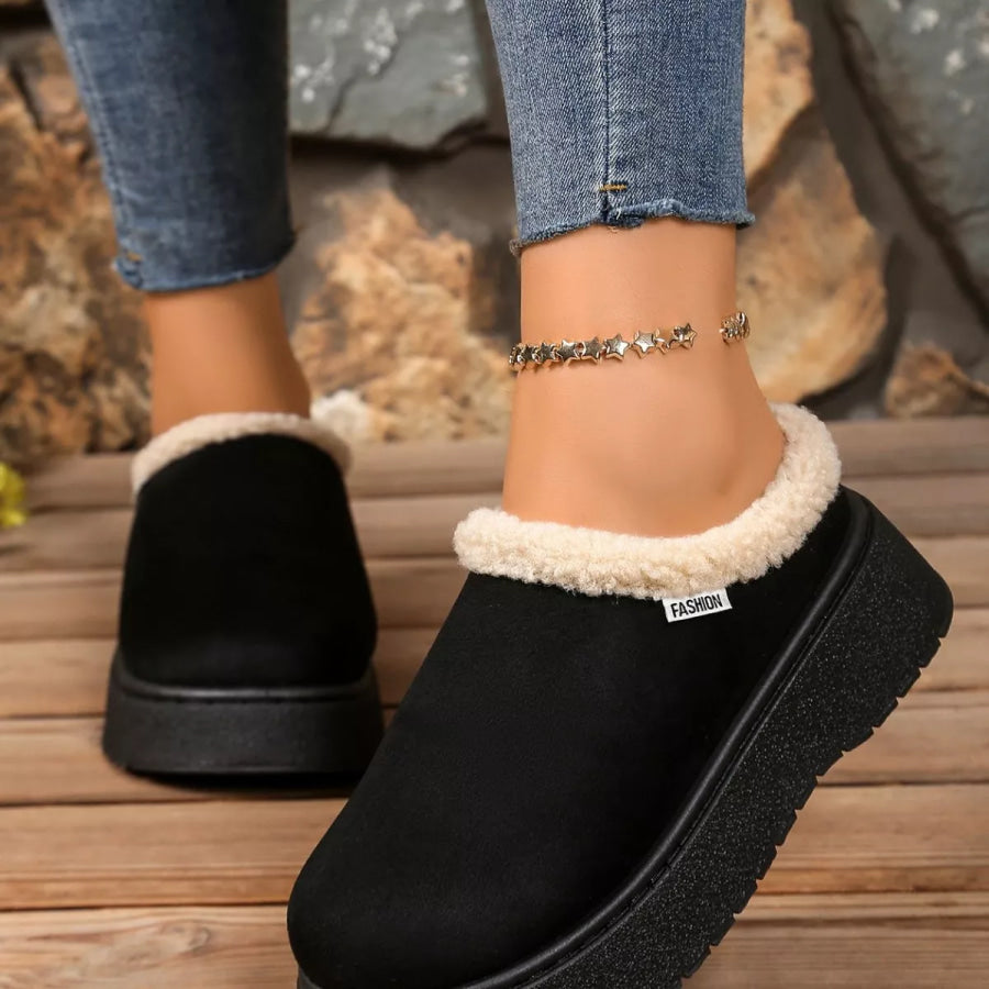 Plush Lined Platform Boots Apparel and Accessories