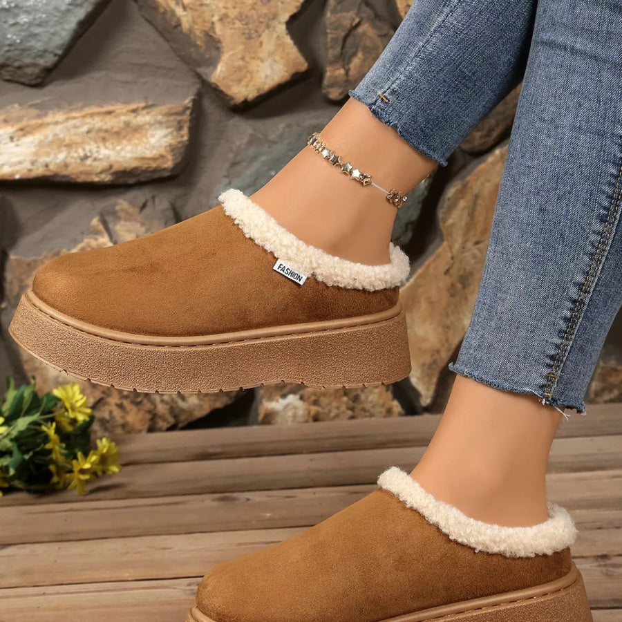 Plush Lined Platform Boots Apparel and Accessories