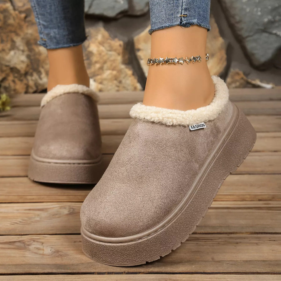 Plush Lined Platform Boots Gray / 36 Apparel and Accessories