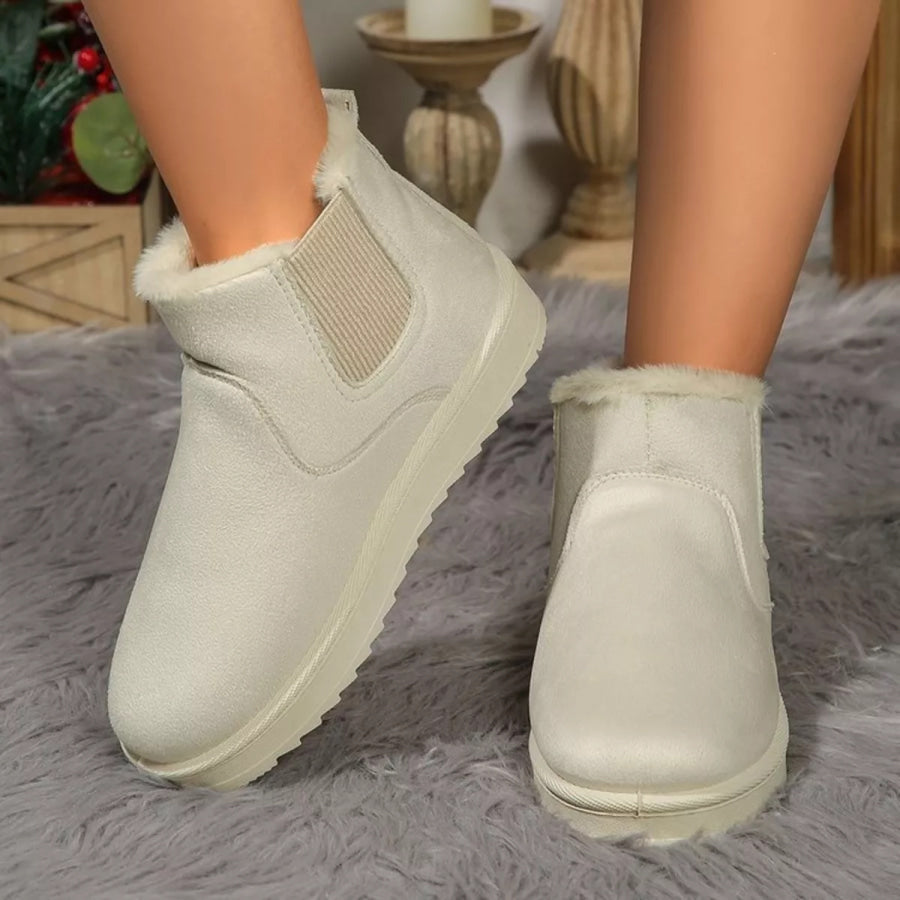Plush Lined Slip-On Chelsea Winter Boots Beige / 36 Apparel and Accessories