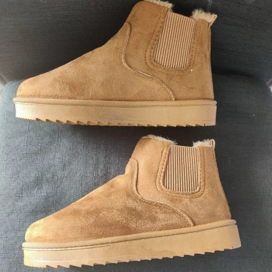 Plush Lined Slip-On Chelsea Winter Boots Camel / 36 Apparel and Accessories