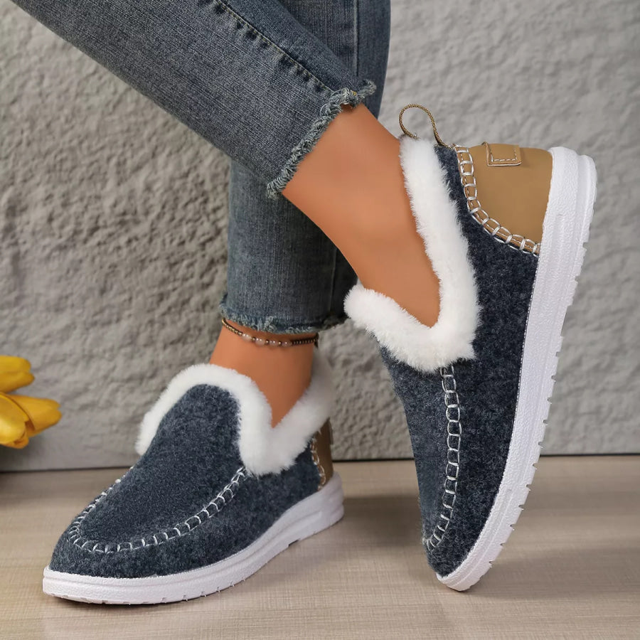 Plush-Lined Slip-Ons Dark Blue / 36 Apparel and Accessories
