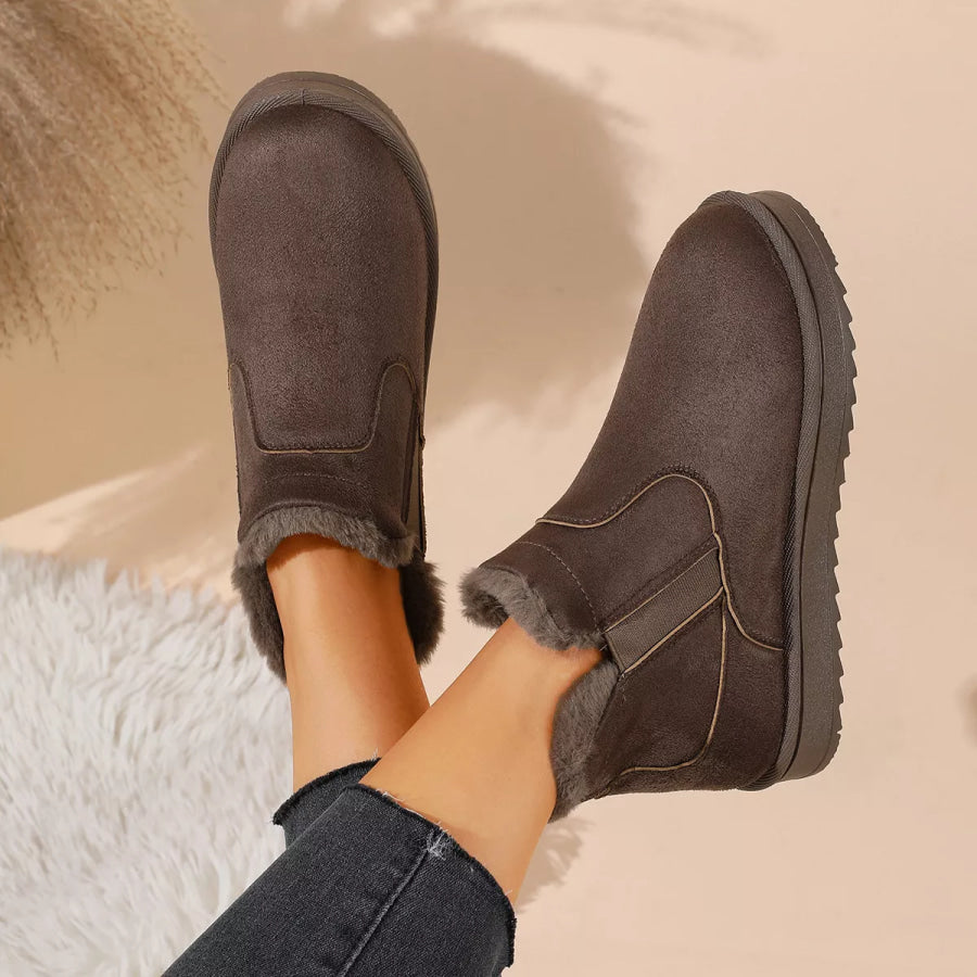 Plush Lined Winter Ankle Boots Apparel and Accessories