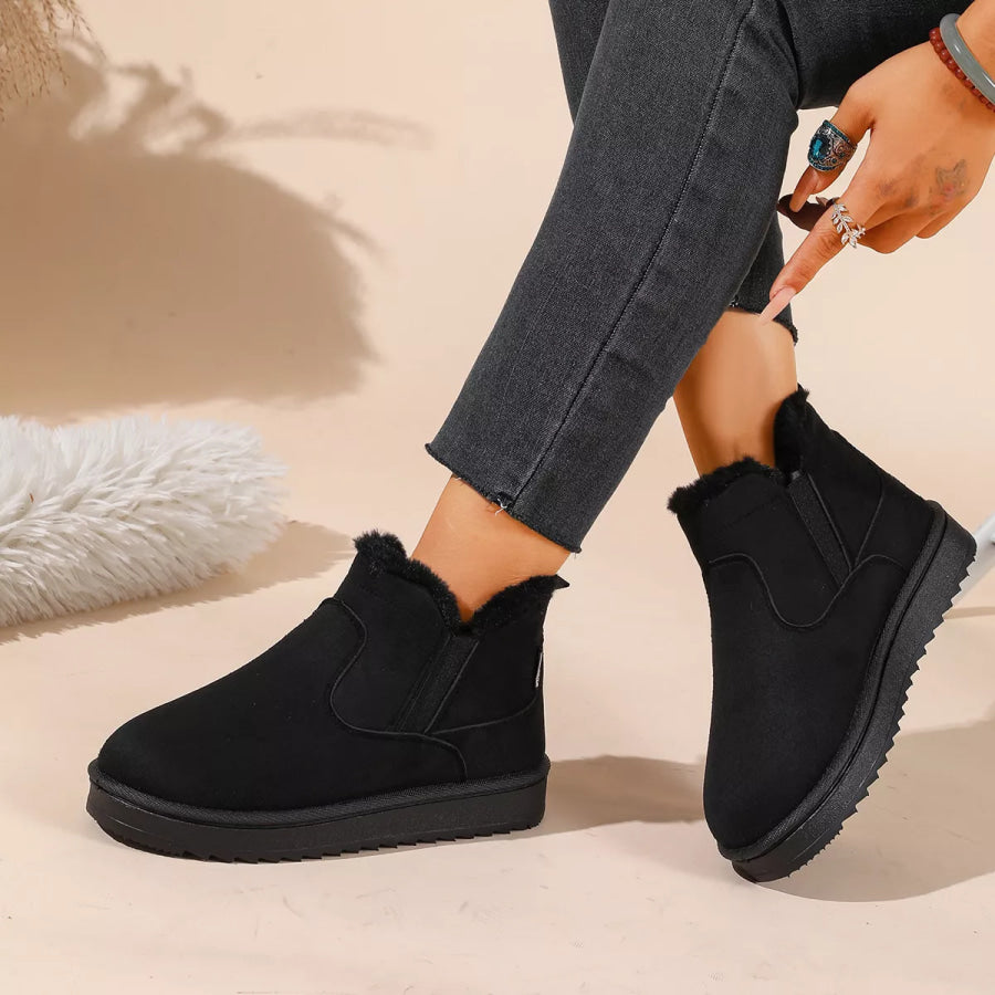 Plush Lined Winter Ankle Boots Black / 36 Apparel and Accessories