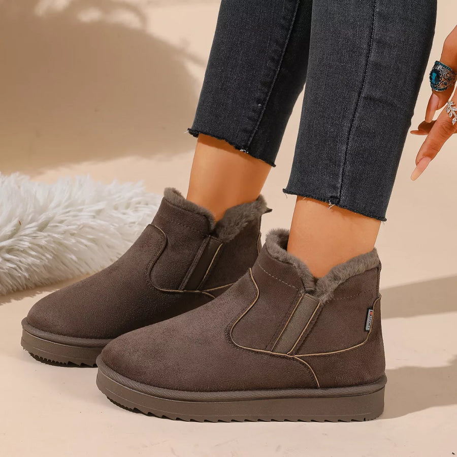 Plush Lined Winter Ankle Boots Khaki / 36 Apparel and Accessories