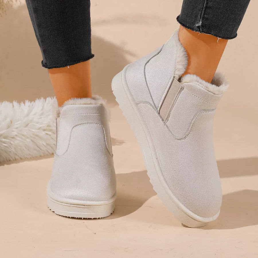 Plush Lined Winter Ankle Boots White / 36 Apparel and Accessories