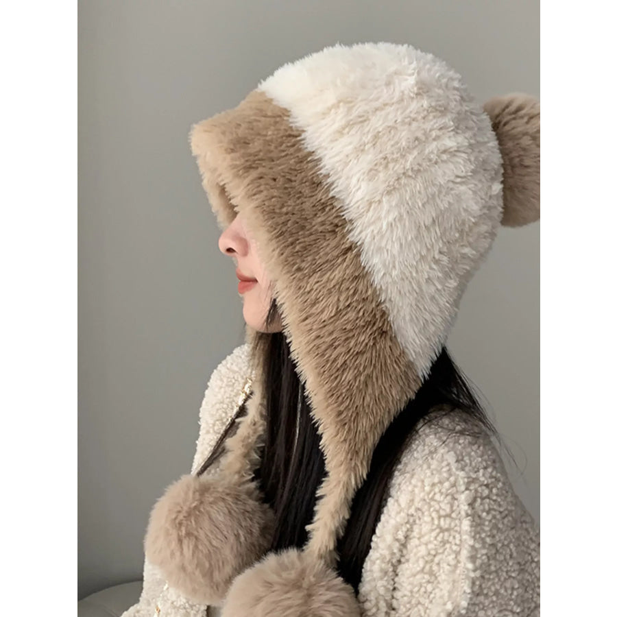 Plush Pom-pom Hat Cream / One Size Apparel and Accessories