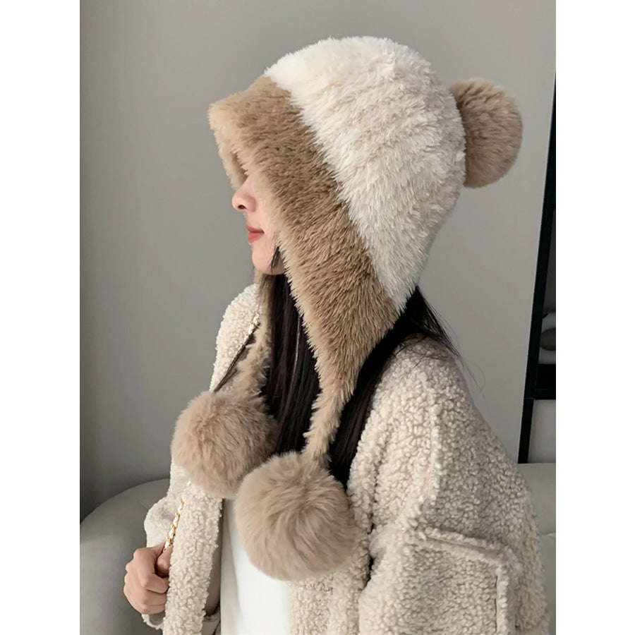 Plush Pom-pom Hat Cream / One Size Apparel and Accessories