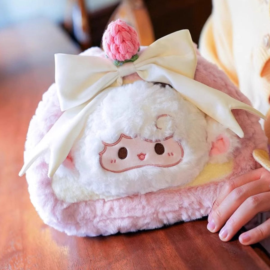 Plush Sheep Backpack Bag Blush Pink / One Size Apparel and Accessories