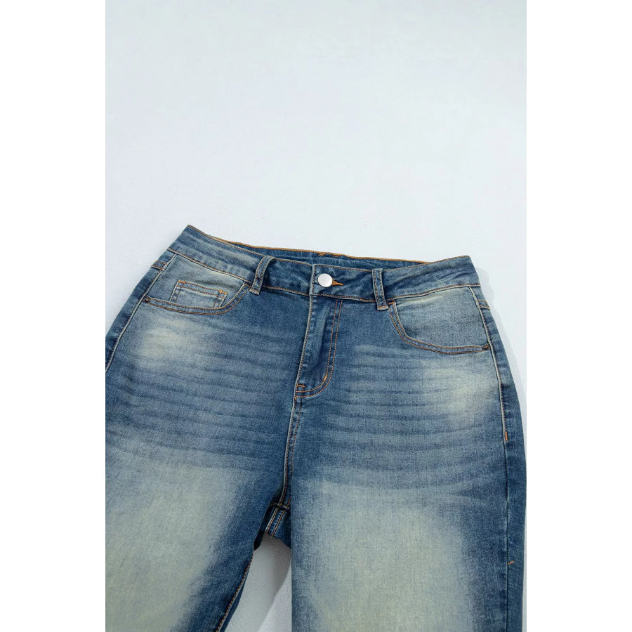 Pocket Detail Flare Leg Jeans Apparel and Accessories