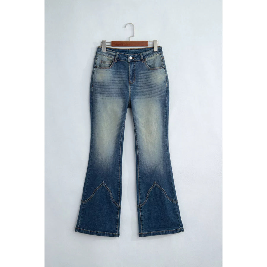 Pocket Detail Flare Leg Jeans Apparel and Accessories