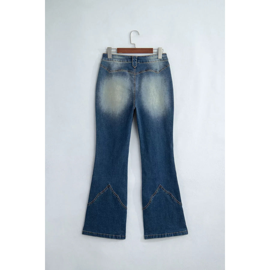 Pocket Detail Flare Leg Jeans Apparel and Accessories