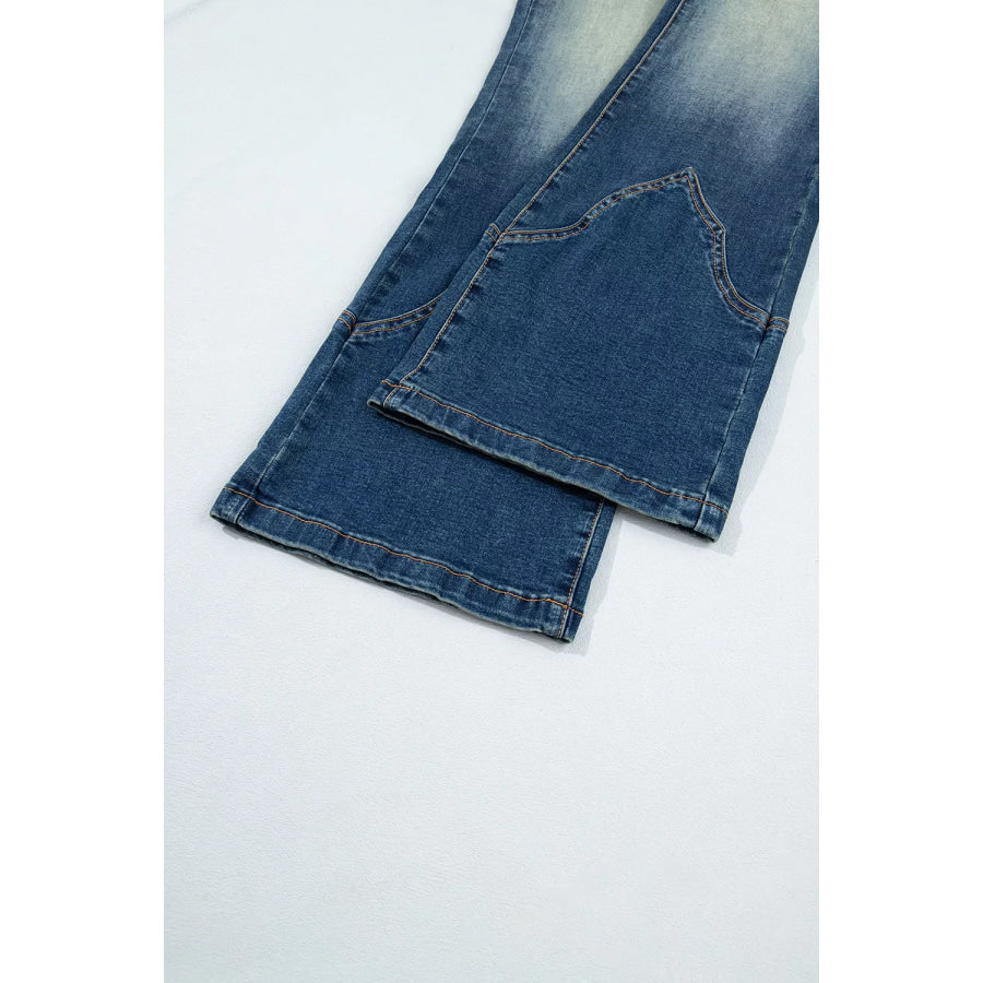 Pocket Detail Flare Leg Jeans Apparel and Accessories