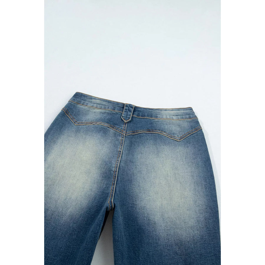 Pocket Detail Flare Leg Jeans Apparel and Accessories