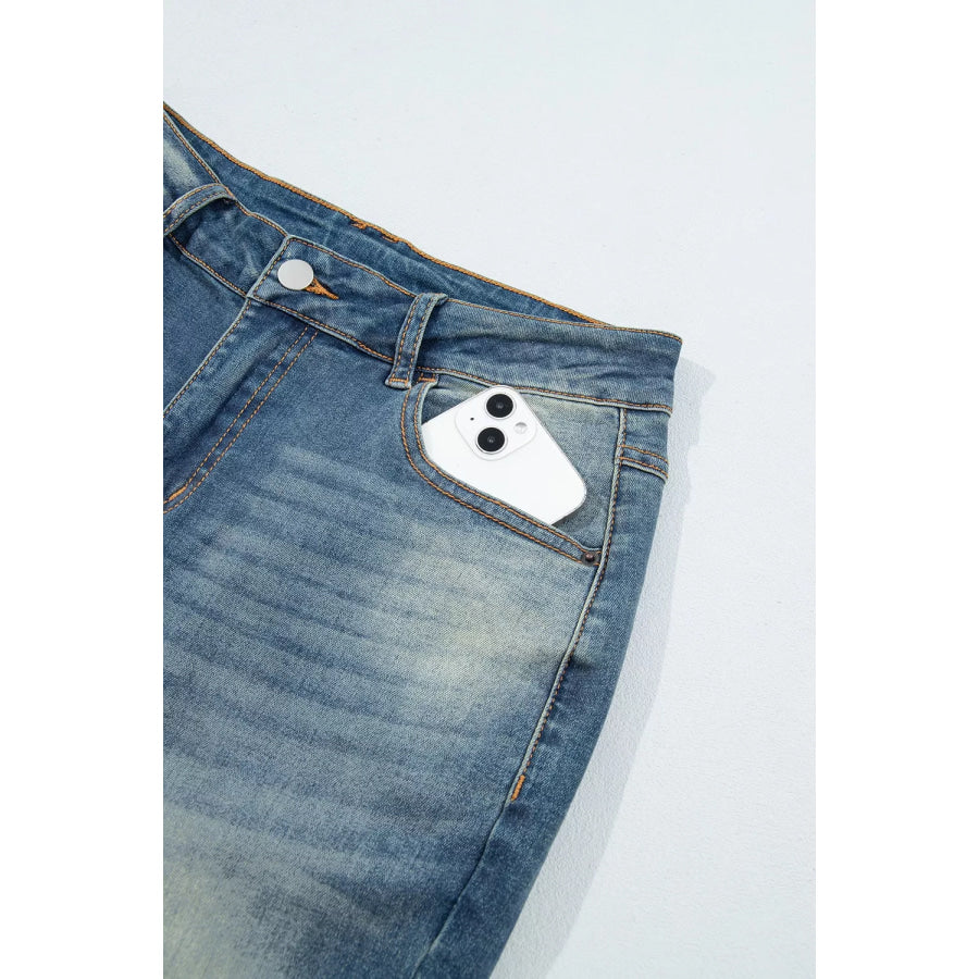 Pocket Detail Flare Leg Jeans Apparel and Accessories