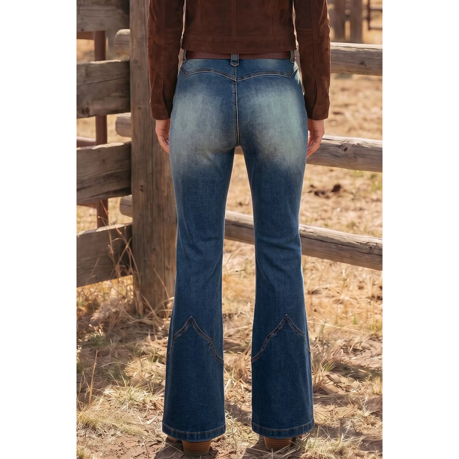 Pocket Detail Flare Leg Jeans Apparel and Accessories