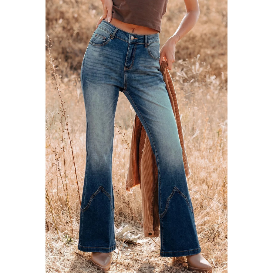 Pocket Detail Flare Leg Jeans Medium / 4 Apparel and Accessories