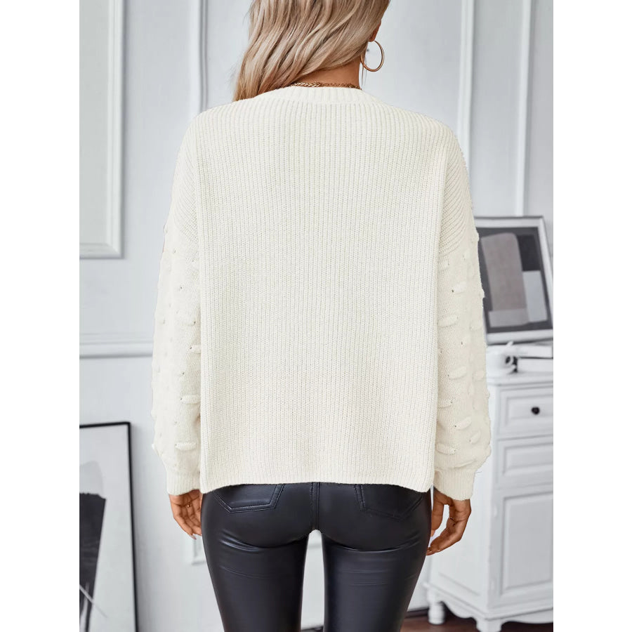 Pocket Detail Round Neck Sweater Apparel and Accessories