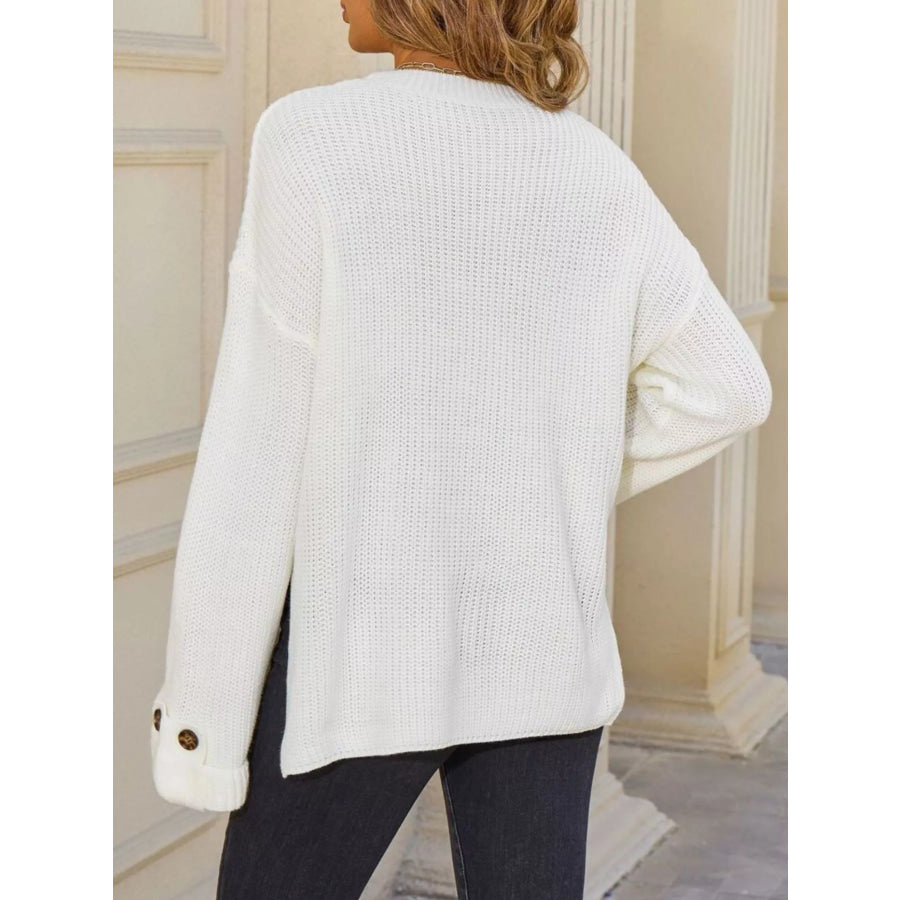 Pocket Detail Round Neck Sweater Apparel and Accessories