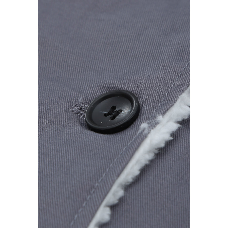 Pocketed Button Up Collared Neck Coat Apparel and Accessories