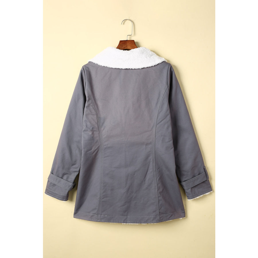 Pocketed Button Up Collared Neck Coat Apparel and Accessories