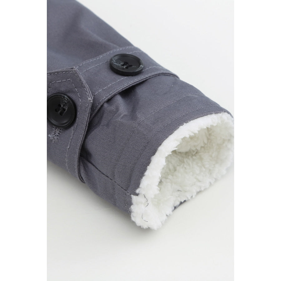 Pocketed Button Up Collared Neck Coat Apparel and Accessories