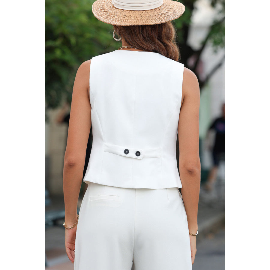 Pocketed Button Up Vest Apparel and Accessories