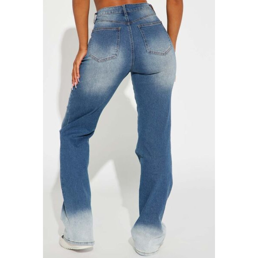 Pocketed Buttoned Straight Jeans Apparel and Accessories