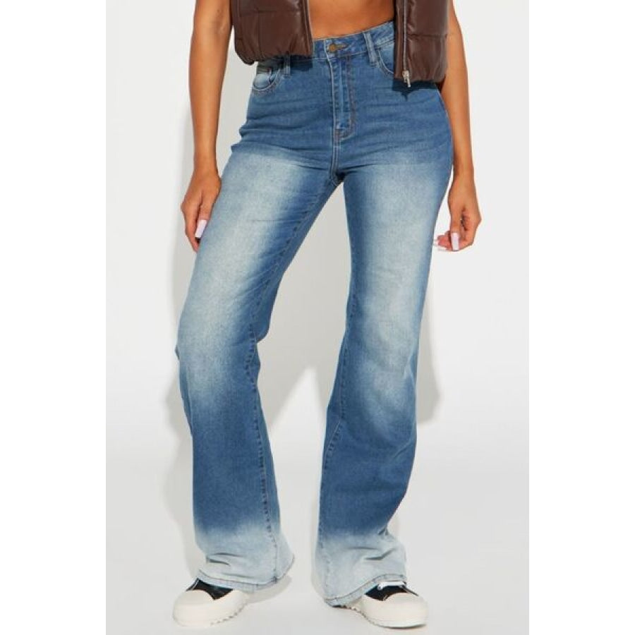 Pocketed Buttoned Straight Jeans Apparel and Accessories