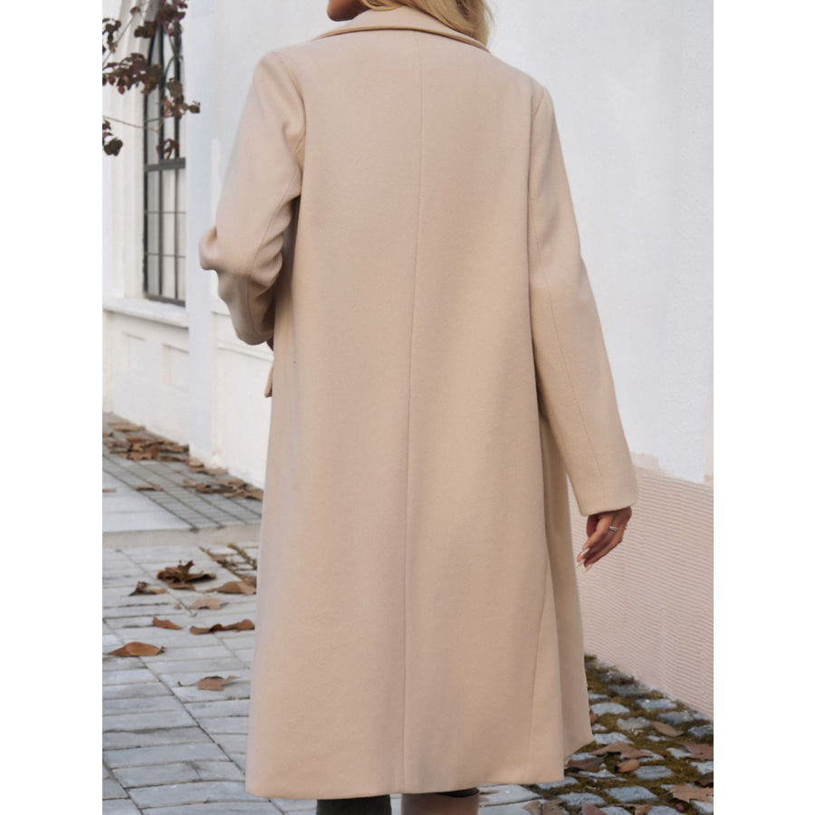 Pocketed Collared Neck Long Sleeve Coat Apparel and Accessories