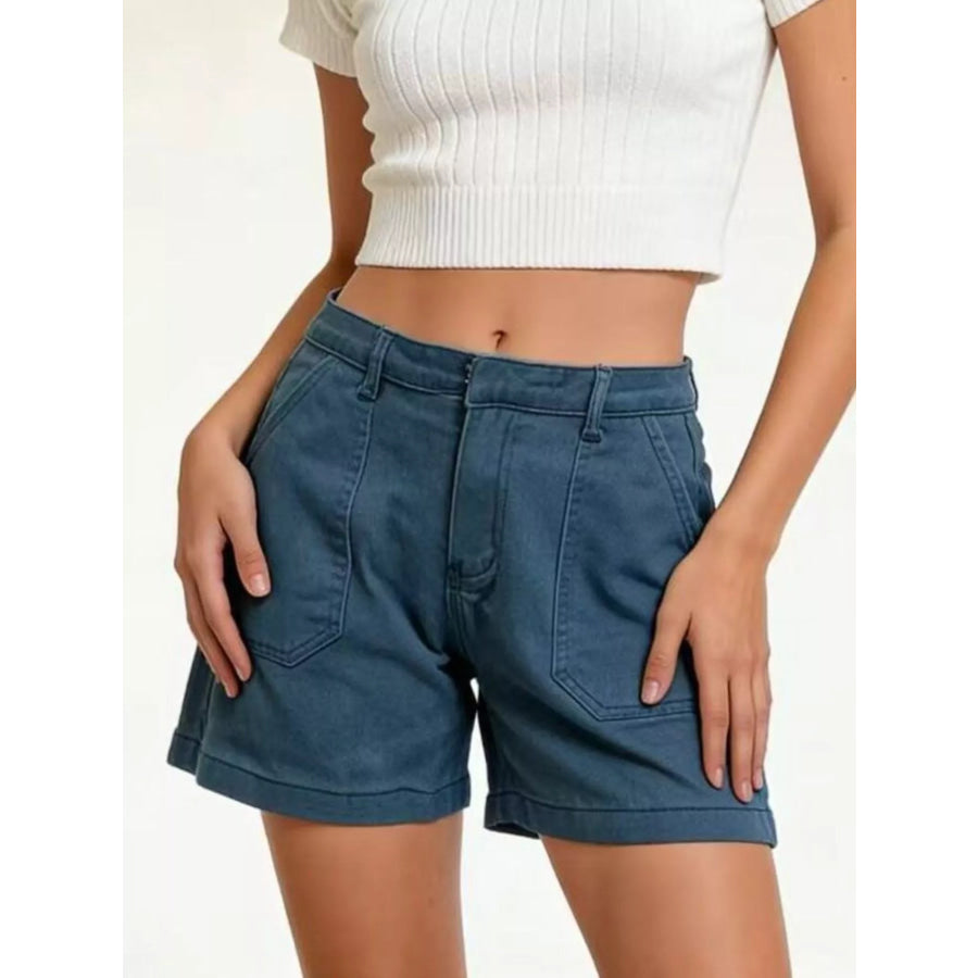 Pocketed Denim Shorts Apparel and Accessories