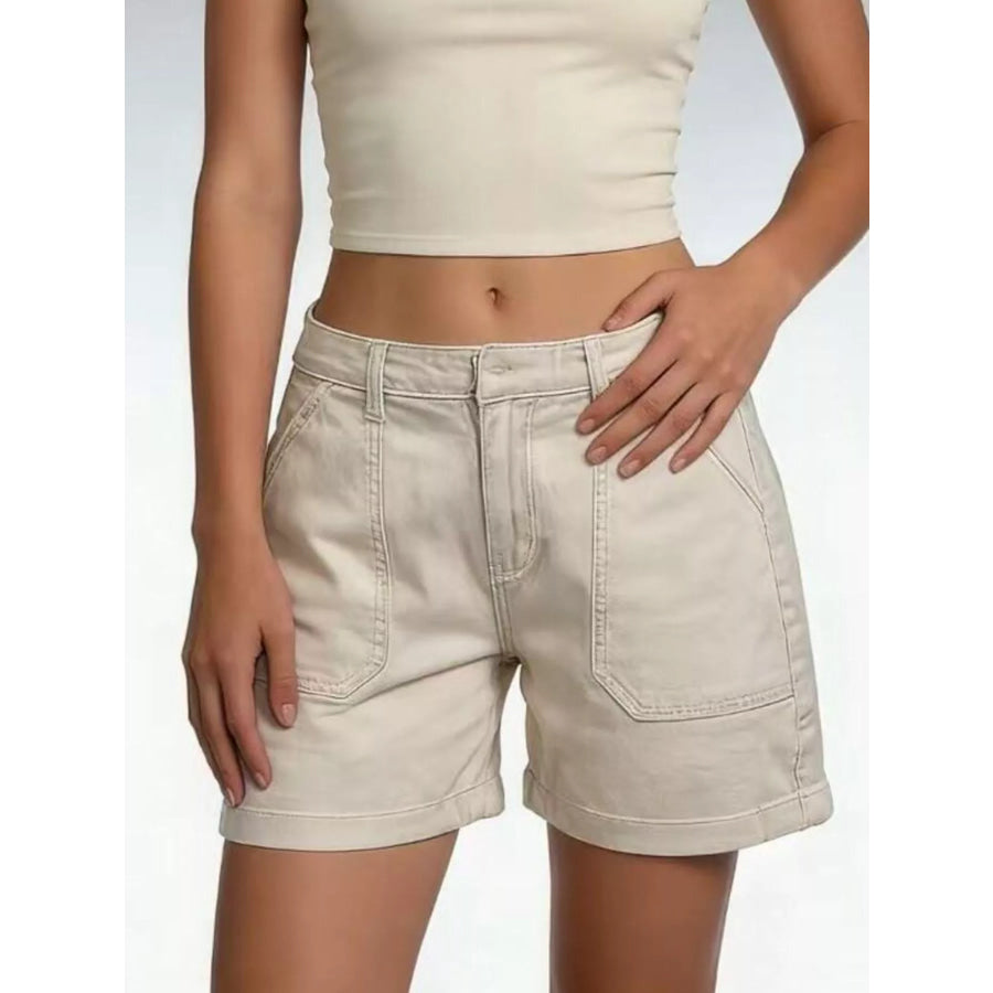 Pocketed Denim Shorts Apparel and Accessories