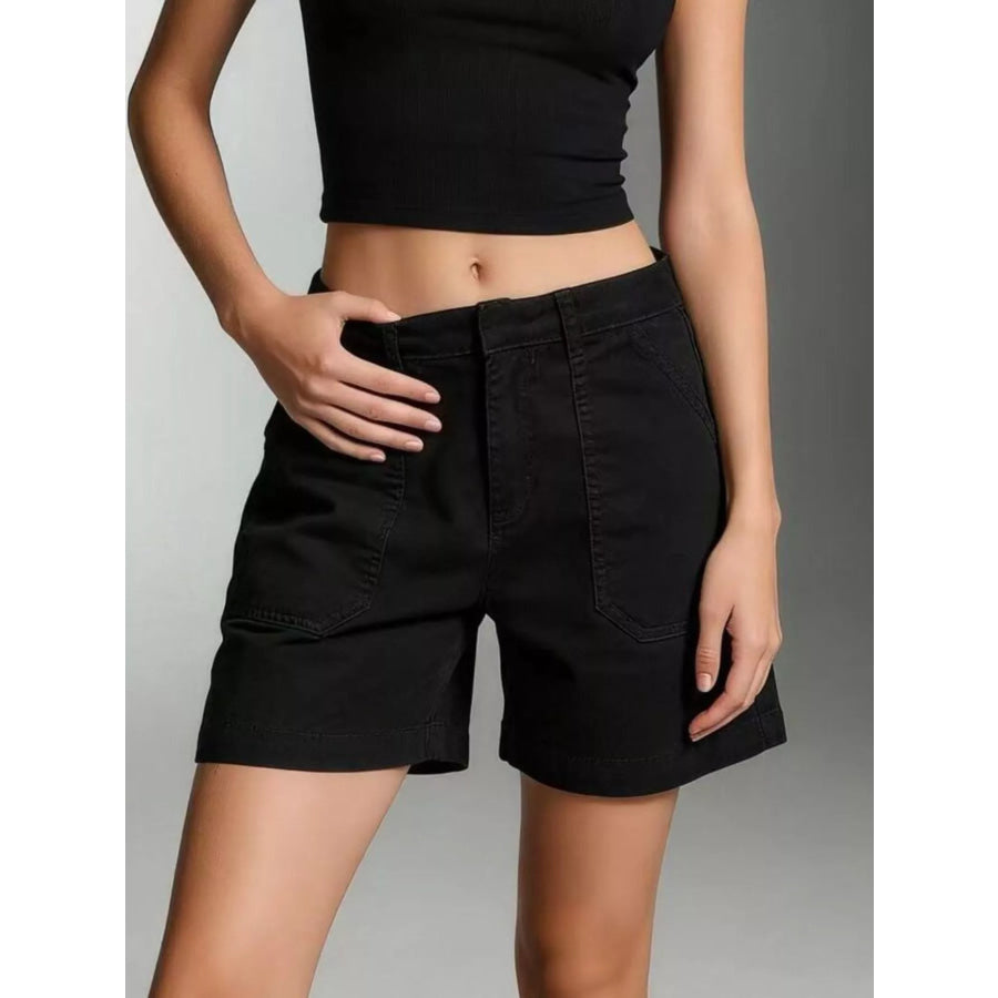Pocketed Denim Shorts Black / S Apparel and Accessories