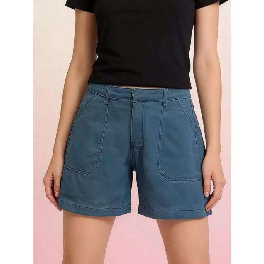 Pocketed Denim Shorts Blue / S Apparel and Accessories