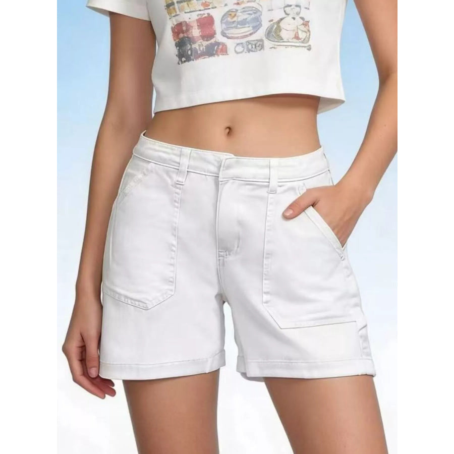 Pocketed Denim Shorts Gray/white / S Apparel and Accessories