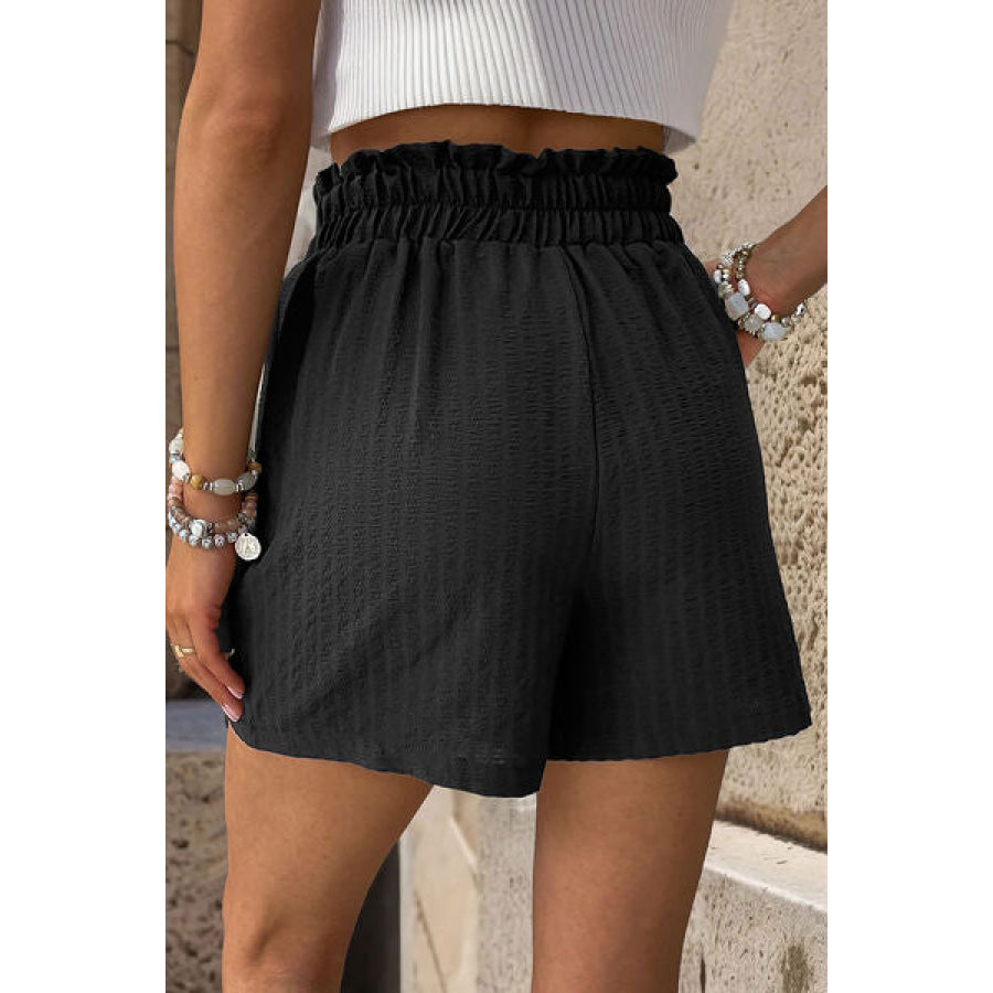 Pocketed Double Buckle High Waist Shorts Apparel and Accessories