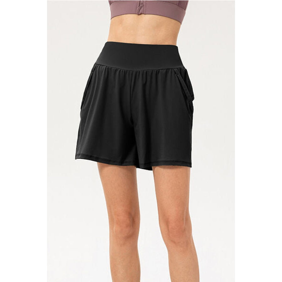 Pocketed Elastic Waist Active Shorts Black / XS Clothing