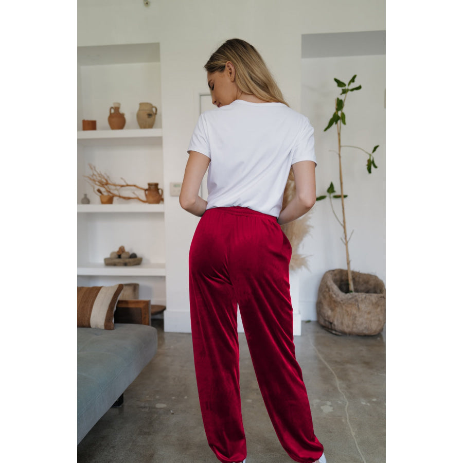 Pocketed Elastic Waist Joggers Apparel and Accessories