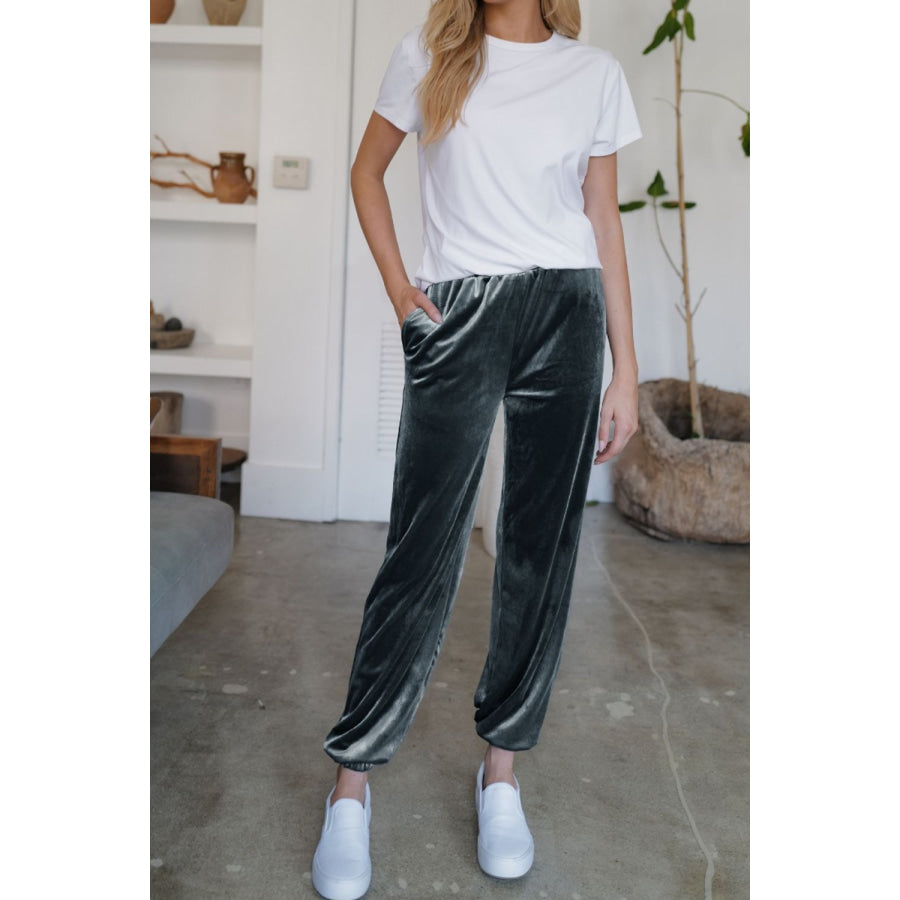 Pocketed Elastic Waist Joggers Black Forest / S Apparel and Accessories