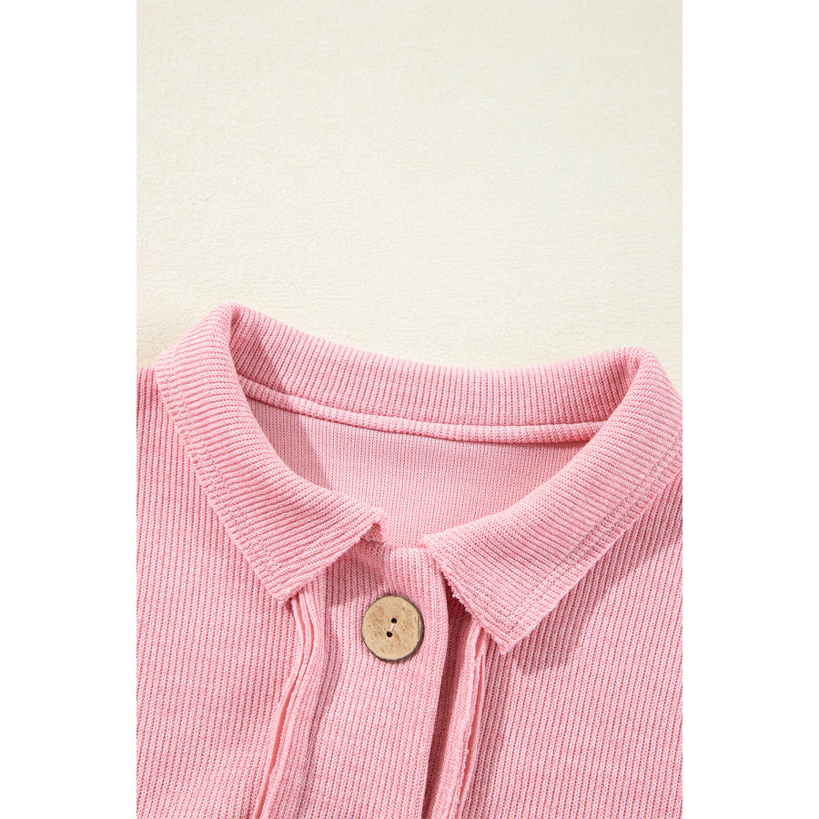 Pocketed Half Button Long Sleeve Sweatshirt Apparel and Accessories