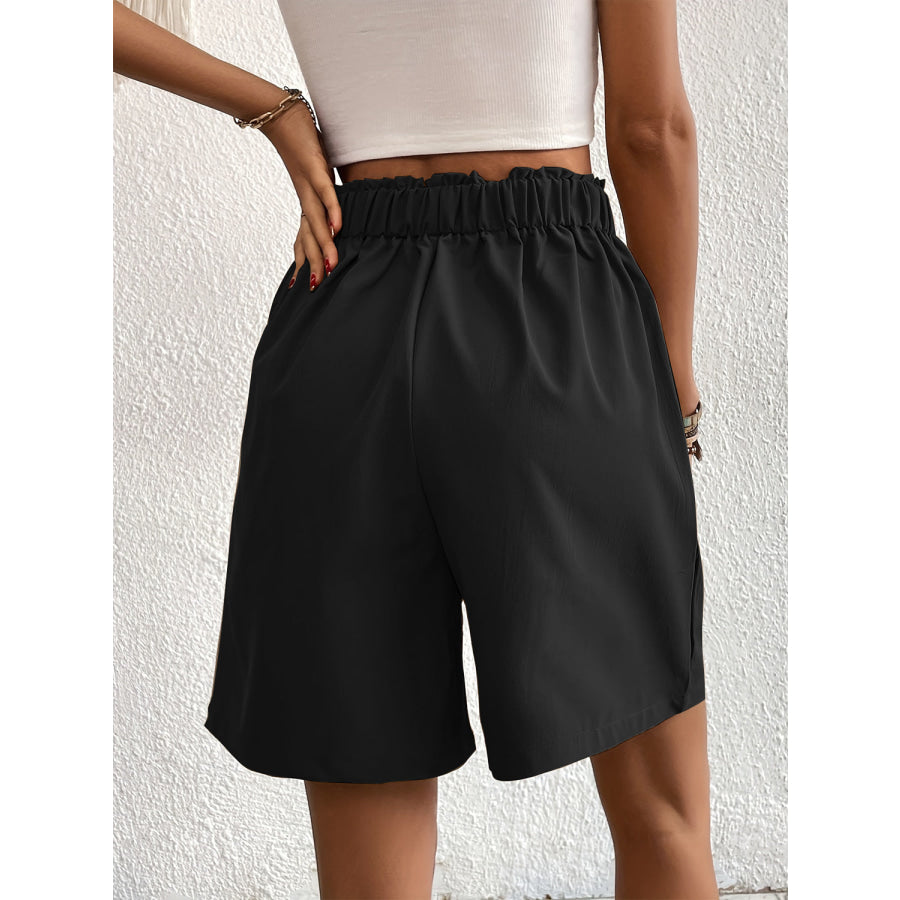 Pocketed Half Elastic Waist Shorts Apparel and Accessories